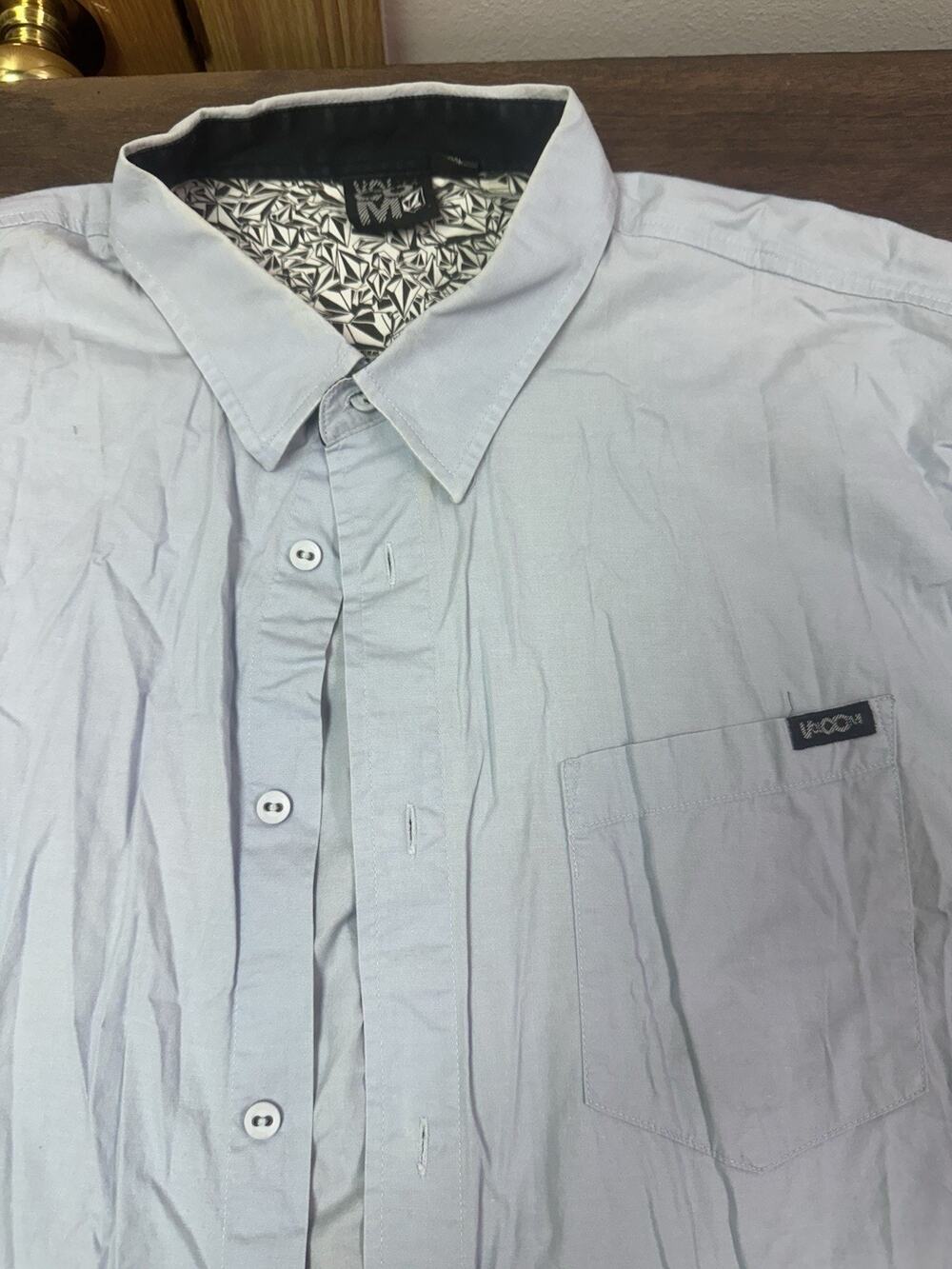 Volcom XYZ Men's Short Sleeve Button Up Shirt Blue Gray Size XXL Comfort